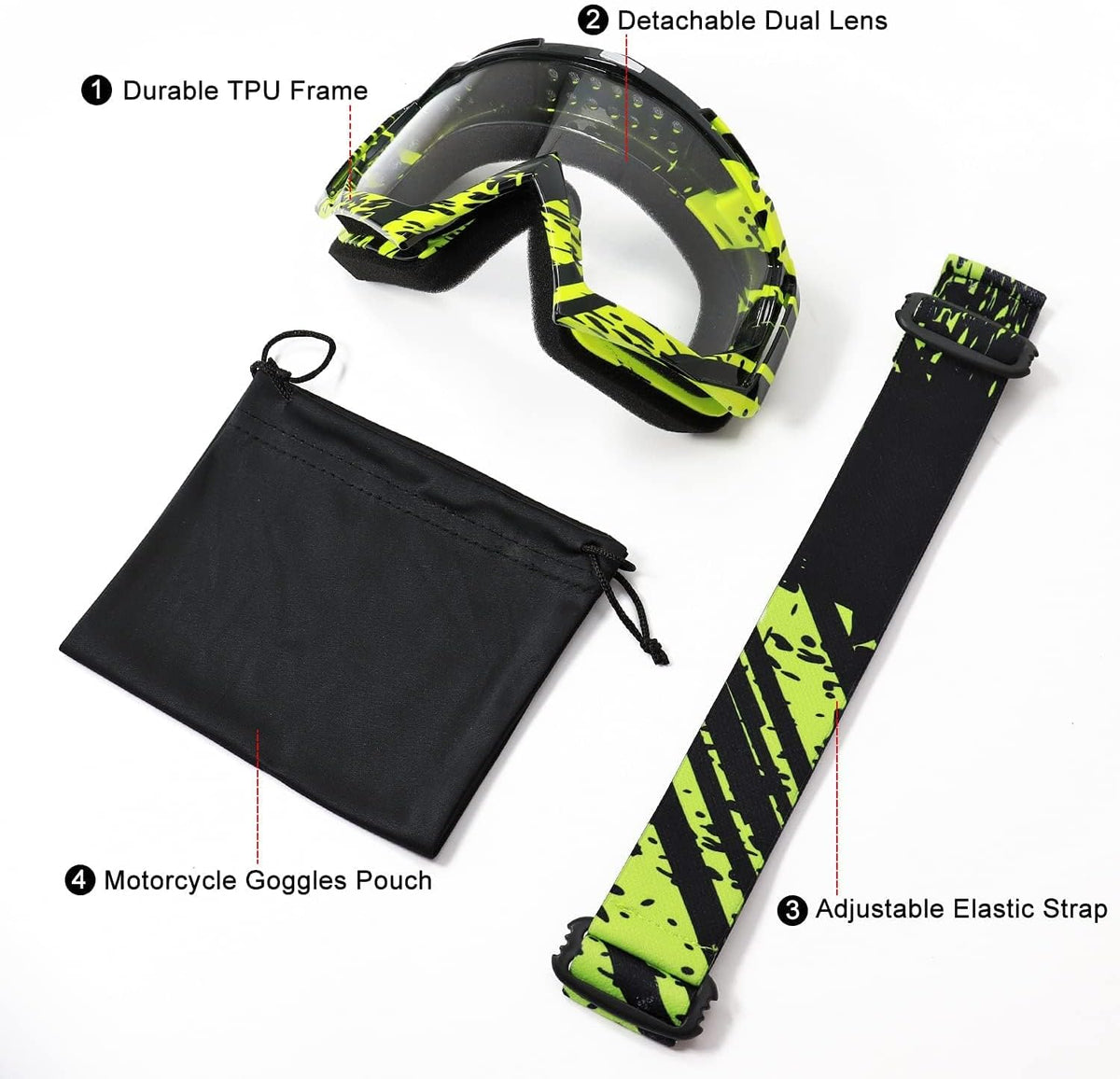 Dirt Bike ATV Goggles-Motorcycle Offroad Riding Helmet Motocross