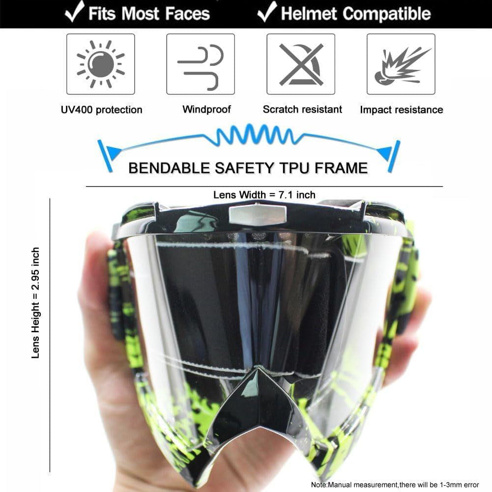 Dirt Bike ATV Goggles-Motorcycle Offroad Riding Helmet Motocross