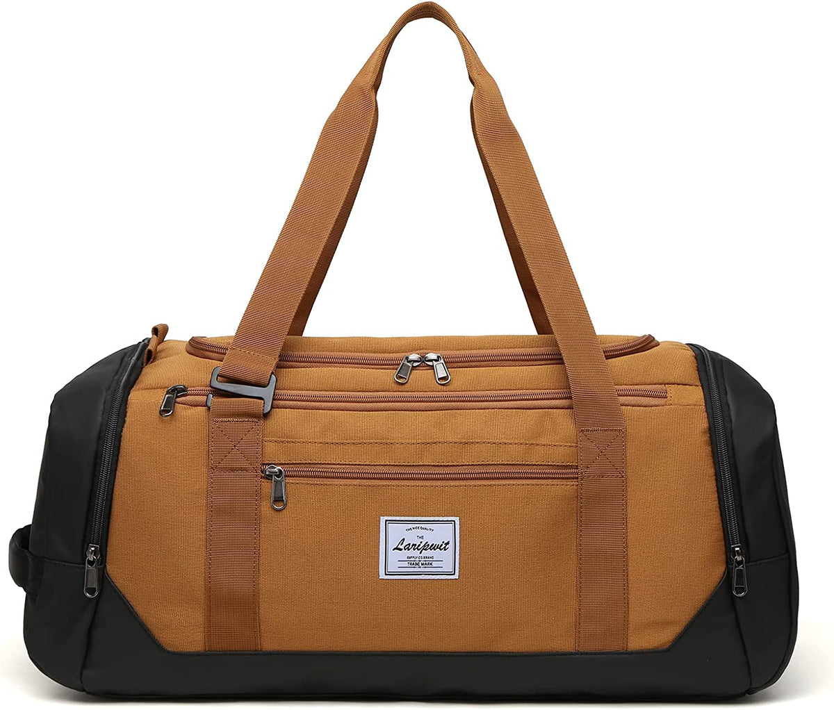 Travel Duffle Bag for Men 40L Medium Sports Gym Bag with Wet Pocket & Shoes Compartment Weekender Overnight Backpack for Traveling Duffel Bag Backpack for Women, Khaki