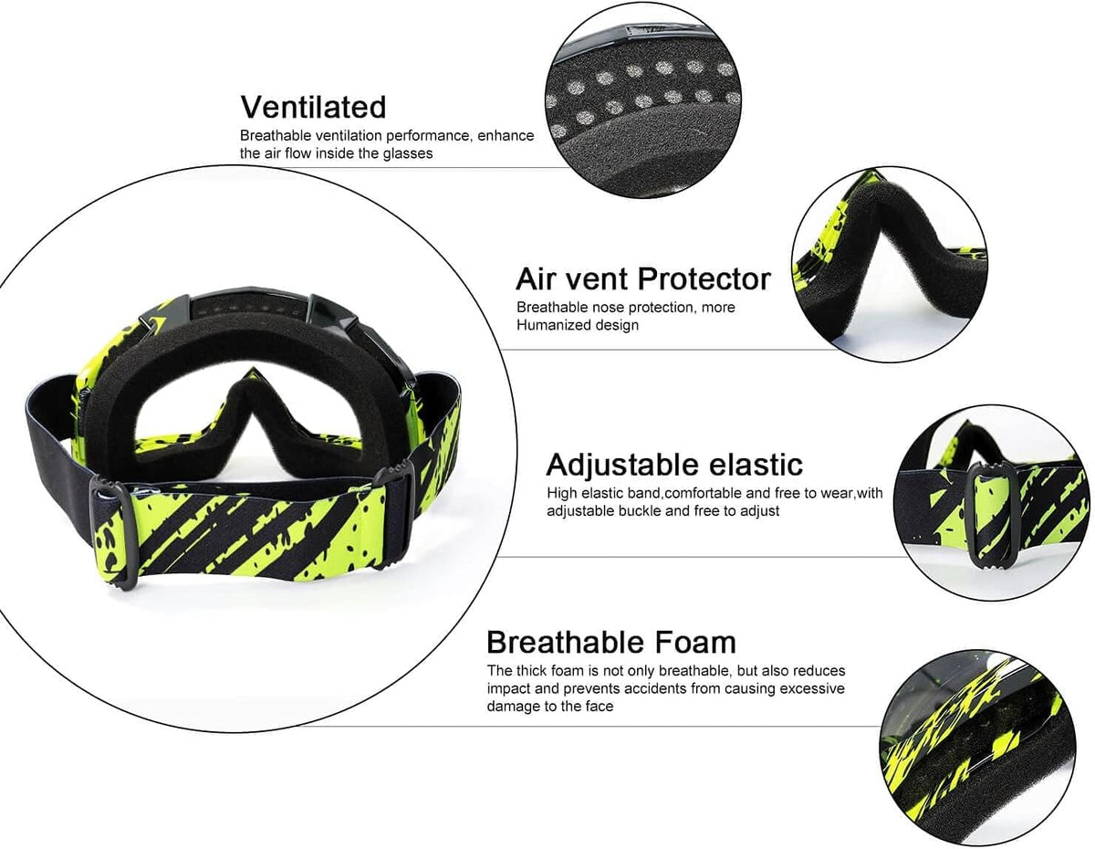 Dirt Bike ATV Goggles-Motorcycle Offroad Riding Helmet Motocross